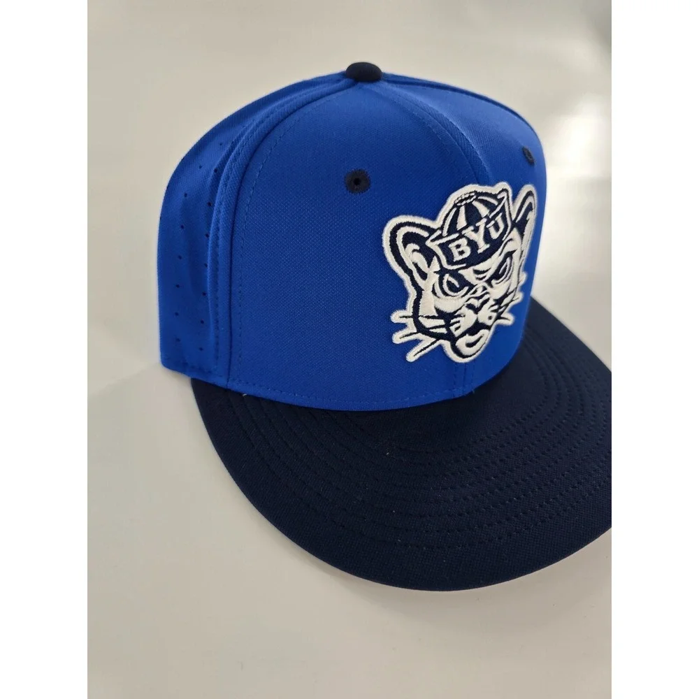 Nike BYU‎ Cougars Flat Bill Cap Hat Adult 7 5/8 True Navy Blue Brigham Young New